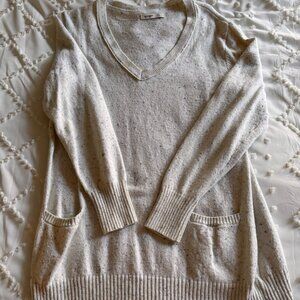 Old Navy Women's V-Neck Tunic Sweater with Pockets - Beige - Size XL